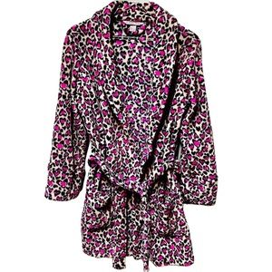 Victoria’s Secret Robe Size S Hearts Pink Black Belted Velour Super Soft…